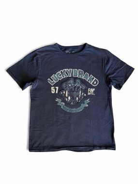Lucky Brand Boys Speed Shop Graphic Tee Navy Blue M